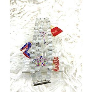 Hustle White Beads Apple Watch Charm Band